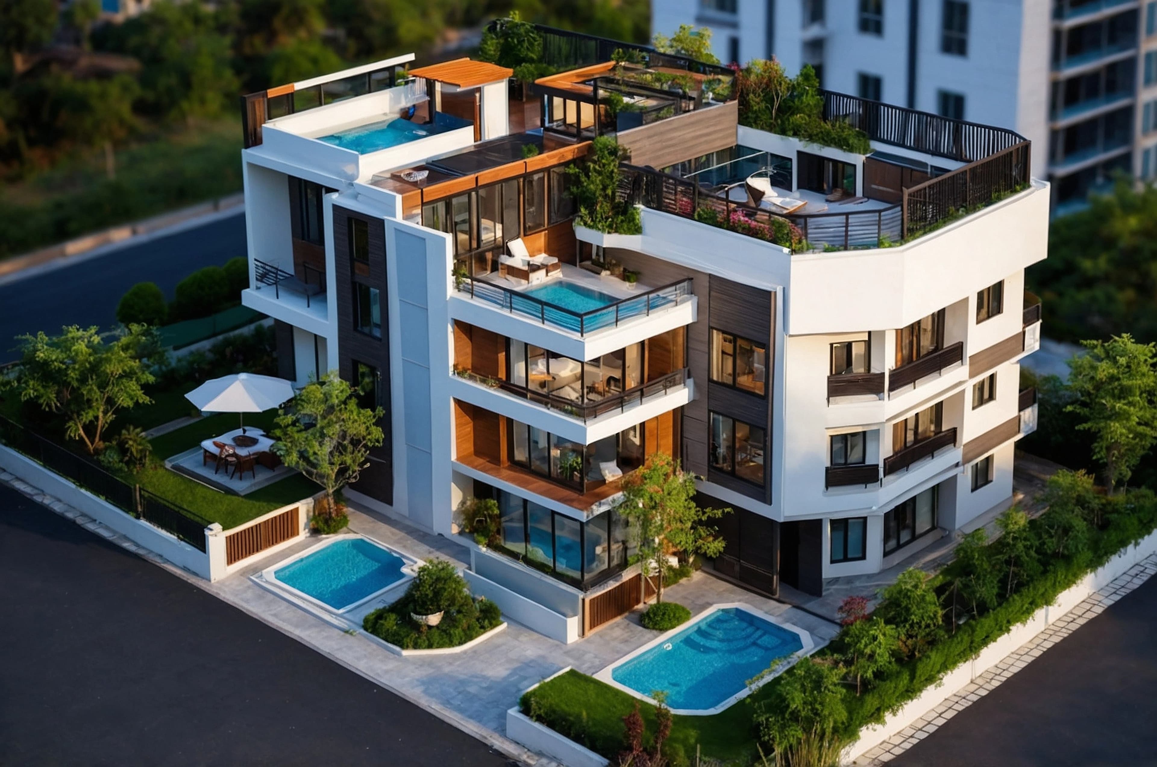 Hero image for the homepage, showing a large house with a pool